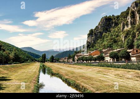 Beautiful scene  photo- Landscape- angle view of Pioraco Province of Macerata- Italy Stock Photo