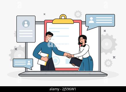Man and woman conclude contract Stock Vector