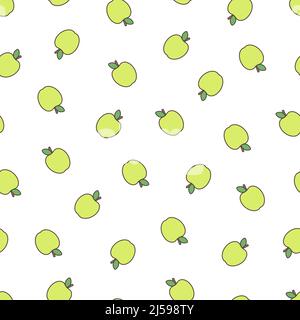 Seamless bright pattern with whole green apples Stock Vector