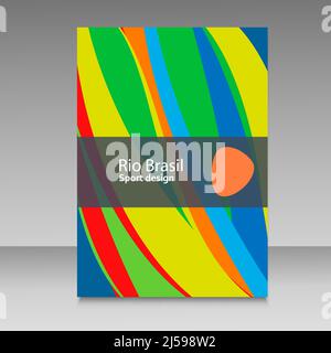 Brochure in colors of Brazil flag. Vector color concept. Design for cover, book, website background Stock Vector