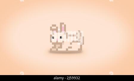 Cute white pixel rabbit background - high resolution seamless pattern ...