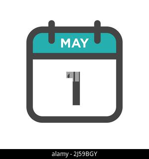May 1 Calendar Day or Calender Date for Deadlines and Appointments Stock Vector