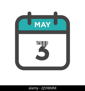 May 3 Calendar Day or Calender Date for Deadline and Appointment Stock Vector