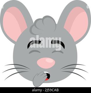 Vector illustration of yawning cartoon mouse rodent face Stock Vector