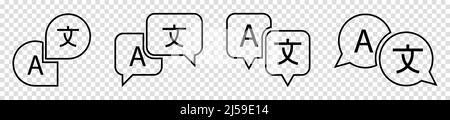 Set of translate line icons. Vector illustration isolated on transparent background Stock Vector