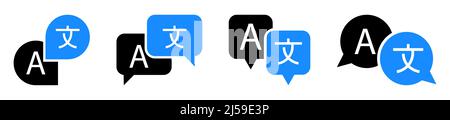 Language translation icon set. Vector illustration isolated on white background Stock Vector