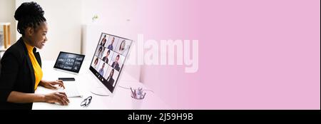 African American Virtual Video Conference Business Meeting Stock Photo