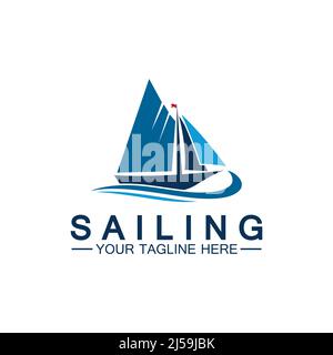 Sailing boat logo Template vector Stock Vector