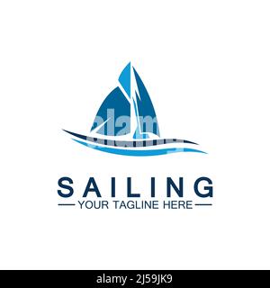 Sailing boat logo Template vector Stock Vector