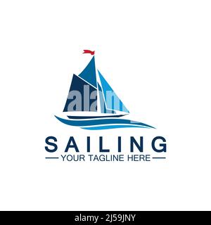 Sailing boat logo Template vector Stock Vector