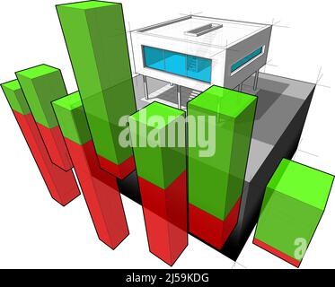 diagram of a modern house with abstract business diagram Stock Photo