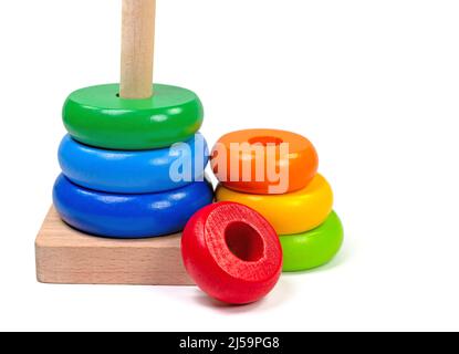 Ring stack tower isolated against white background Stock Photo