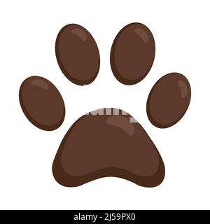 Dog or cat paw, cartoon vector color footprint icon. Stock Vector