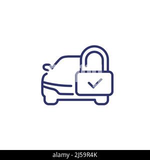 car alarm or protection line icon with lock Stock Vector