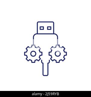 usb service cable line icon Stock Vector
