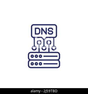 DNS line icon on white Stock Vector