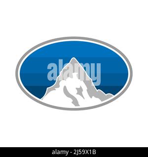 Mountain Logo with circle sign. Flat design. Vector Illustration on white background. Stock Vector