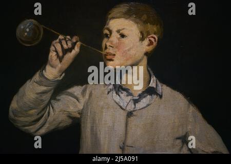 Edouard Manet (1832-1883). French Impressionist painter. Boy Blowing Bubbles, 1867. Detail. Oil on canvas (100,5 x 81,4 cm). Calouste Gulbenkian Museum. Lisbon. Portugal. Stock Photo