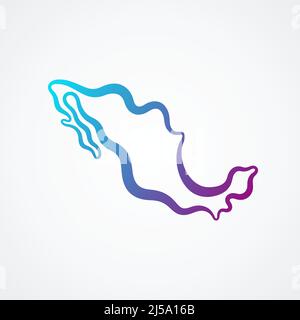 Outline map of Mexico with blue-purple gradient. Stock Vector