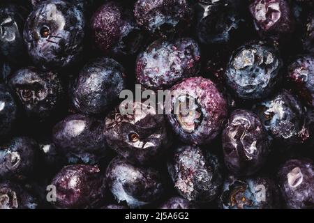 blueberries frozen full frame macro top view close up Stock Photo