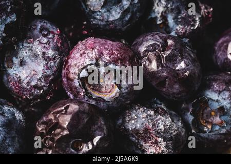 blueberries frozen full frame macro top view close up Stock Photo