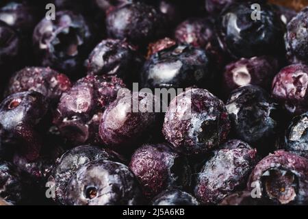 blueberries frozen full frame macro top view close up Stock Photo