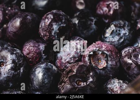 blueberries frozen full frame macro top view close up Stock Photo