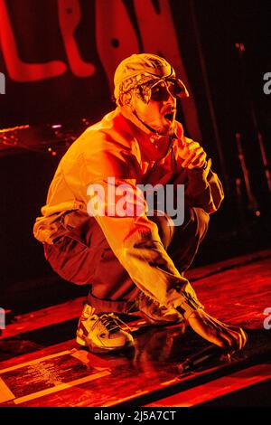 Milan Italy. 21 April 2022. The french singer-songwriter and composer Francois Przybylski known on stage as AWIR LEON perform at Alcatraz opening the show of Woodkid. Stock Photo