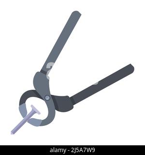 remove the nail with pliers. construction tool for housework. flat vector illustration. Stock Vector
