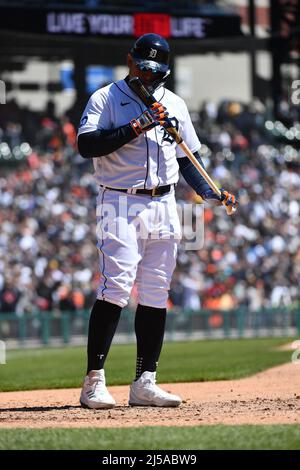 Detroit Tigers designated hitter Miguel Cabrera kisses his son