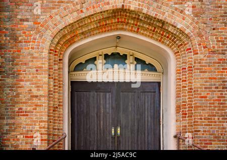 Architectural detail of St. Joseph’s Catholic Church is pictured, April 15, 2022, in Mobile, Alabama. The Gothic Revival church was built in 1907. Stock Photo