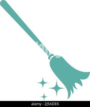 Broom icon (2) logo sign vector outline in black and white color Stock ...