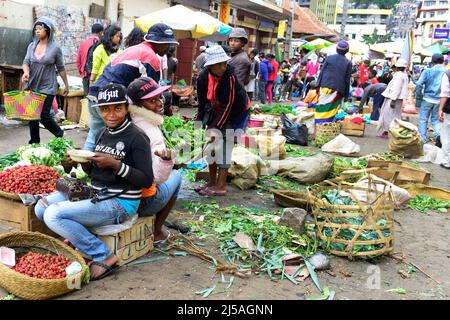 The vibrant Analakely Market in Antananarivo, Madagascar. Stock Photo