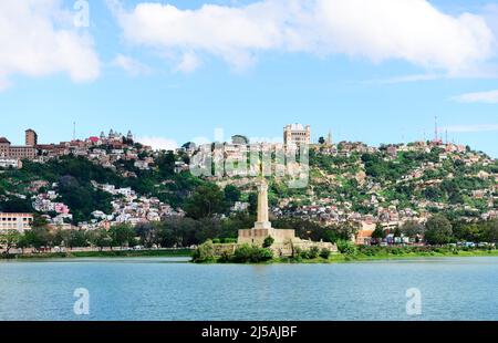 Monument aux Morts in Lake Anosy in Antananarivo, Madagascar. Stock Photo