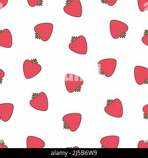 Seamless bright pattern with whole strawberries Stock Vector