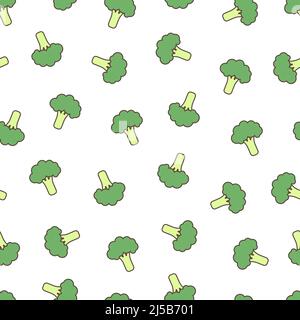 Seamless pattern with broccoli on a white background Stock Vector
