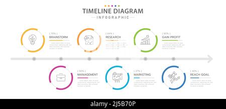 Infographic template for business. 6 Steps Modern Timeline diagram with circles, presentation vector infographic. Stock Vector