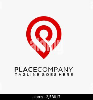 Letter P pin point logo design Stock Vector