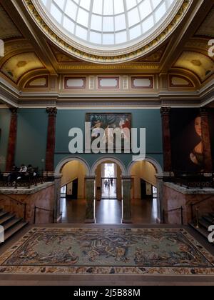 London, Greater London, England, April 09 2022: National gallery interior and exit in Trafalgar Square. Stock Photo
