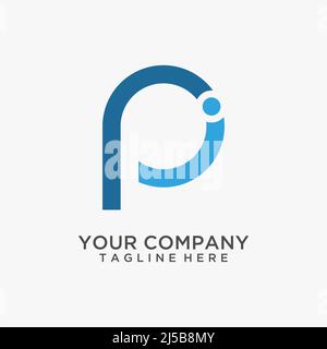 Letter PI line logo design Stock Vector
