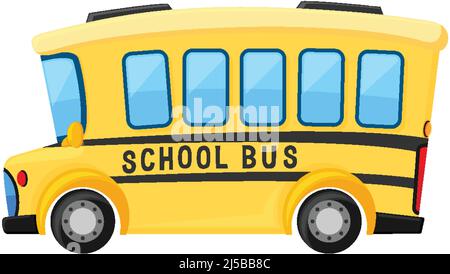 Simple cute school bus on white background illustration Stock Vector