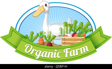 Logo design with words organic farm illustration Stock Vector