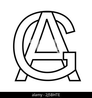 Logo sign ga ag icon nft ga interlaced letters g a Stock Vector