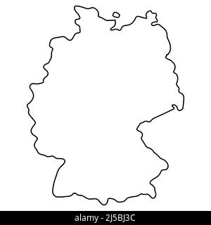 Outline map of Germany, geographic borders of the country deutschland, deutsch land Stock Vector
