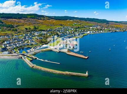 Aerial view of Ardrishaig at start of Crinan Canal on Loch Gilp  in Argyll and Bute, Scotland, UK Stock Photo