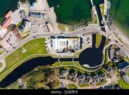 Aerial view of Ardrishaig at start of Crinan Canal on Loch Gilp  in Argyll and Bute, Scotland, UK Stock Photo