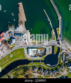 Aerial view of Ardrishaig at start of Crinan Canal on Loch Gilp  in Argyll and Bute, Scotland, UK Stock Photo