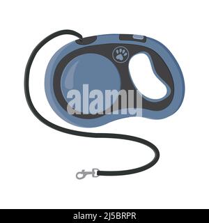 A roulette leash for a dog. An accessory for animals for outdoor walks. Cartoon illustration isolated on a white background Stock Vector