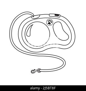 dog or cat leash, isolated vector illustration contour doodle Stock Vector