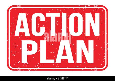 ACTION PLAN, words written on red rectangle stamp sign Stock Photo